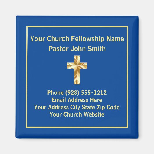教会の牧師クラシー金ゴールド名刺 マグネット (正面)