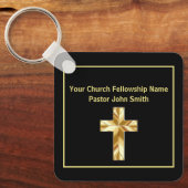 教会の牧師クラシー・ブラック・クロス・ビジネス キーホルダー (正面)