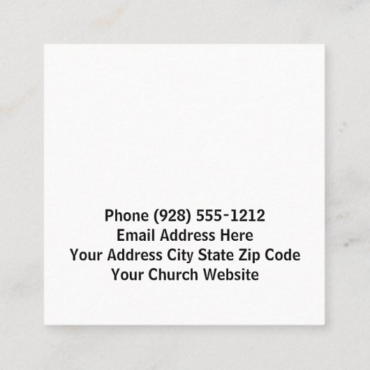 教会の牧師クラッシー金ゴールドとブラックスクエア スクエア名刺 (裏面)