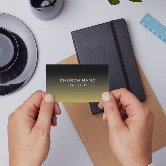 教会の牧師シェード金ゴールドブラック・クリスチャン 名刺