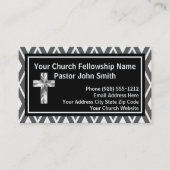 教会の牧師シルバーと黒のパターン 名刺 (正面)
