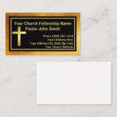 教会の牧師ブラシ付き金ゴールドとブラック 名刺 (正面/裏面)