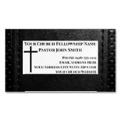 教会の牧師ブラックレザークリスチャン マグネット名刺 (正面)