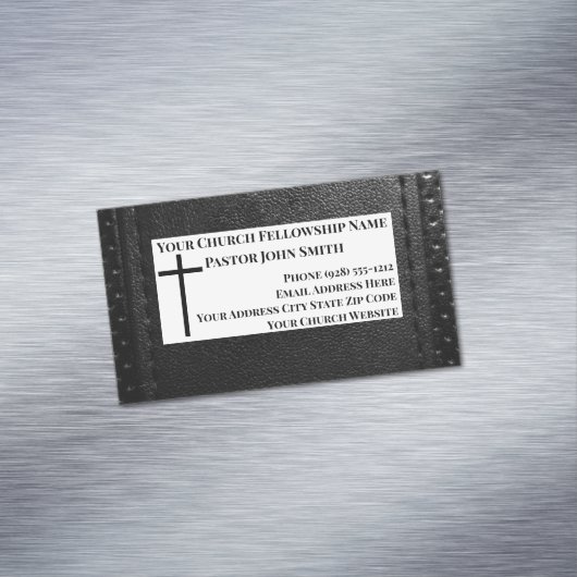 教会の牧師ブラックレザークリスチャン マグネット名刺 (インサイチュ)