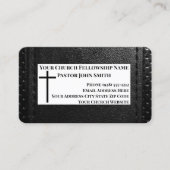 教会の牧師ブラックレザークリスチャン 名刺 (正面)
