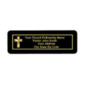 教会の牧師モダン金ゴールドと黒いビジネス ラベル (正面)