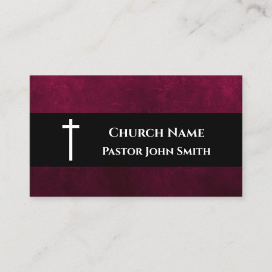 教会の牧師ヴィンテージレッドベルベットクリスチャン 名刺 (正面)