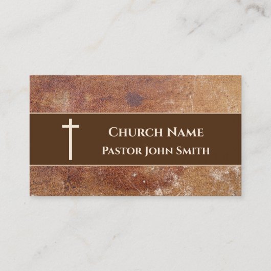 教会の牧師素朴革フェイククリスチャン 名刺 (正面)