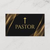 教会の牧師金ゴールドと黒大理石クリスチャン 名刺 (正面)