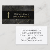 教会の牧師金ゴールドと黒大理石クリスチャン 名刺 (正面/裏面)