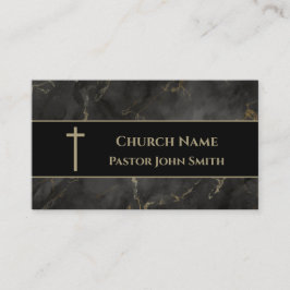 教会の牧師金ゴールドと黒大理石クリスチャン 名刺