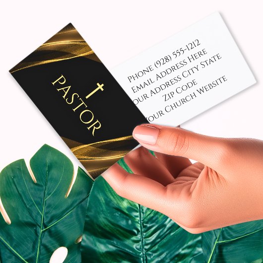 教会の牧師金ゴールドと黒大理石クリスチャン 名刺