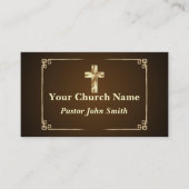 教会の牧師金ゴールドクロスエレガント縁ど 名刺 (正面)