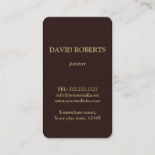 教会の牧師金ゴールドクロス聖書の本 名刺 (裏面)