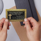 教会の牧師金ゴールドグリッタークロスビジネスカード 名刺