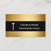 教会の牧師金ゴールドブラックエレガントクリスチャン 名刺 (正面)