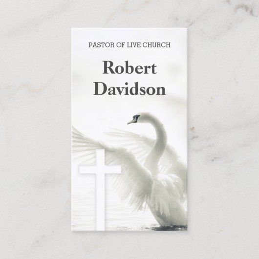 教会の白十字と白鳥のインスパイア牧師 名刺 (正面)