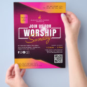 教会の礼拝サンデーマーケティング広告 チラシ (手)