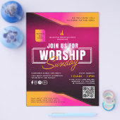 教会の礼拝サンデーマーケティング広告 チラシ (シングル)