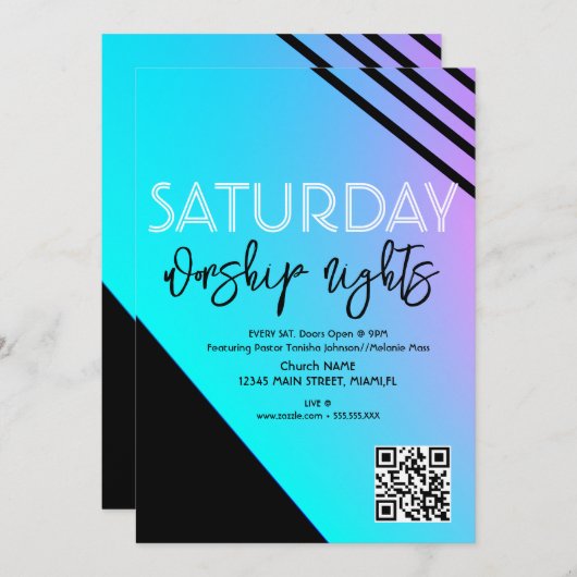 教会の礼拝ナイトユース省フライヤー 招待状 (正面/裏面)