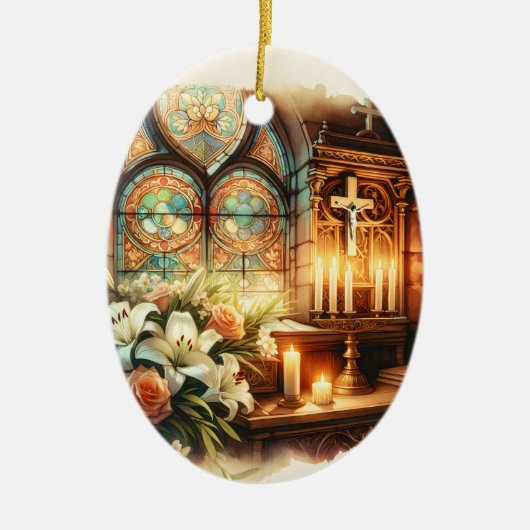 教会の祭壇パーソナライズされたオーナメント セラミックオーナメント (正面)