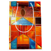 教会の窓から注ぎ出される魔法の光 ミディアムペーパーバッグ (正面)