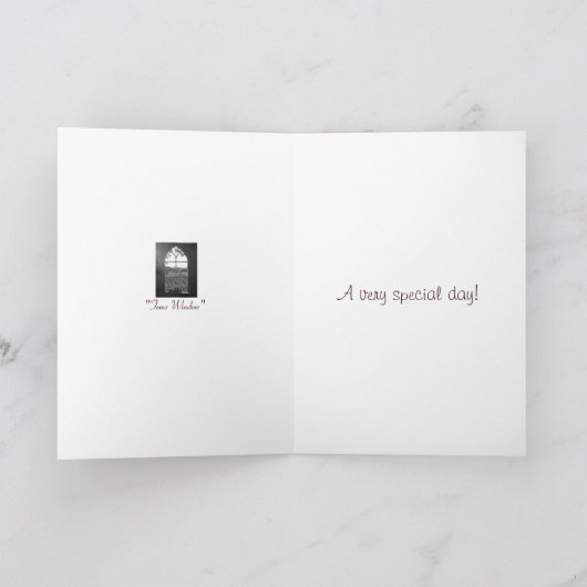 教会の窓から見た田園風絵画景 カード (内部)