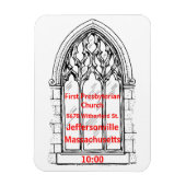 教会の窓と教会の詳細 – カスタマイズ可能 マグネット (縦)