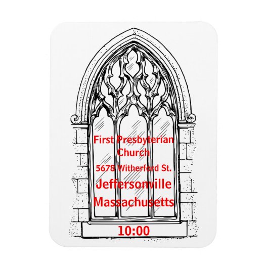 教会の窓と教会の詳細 – カスタマイズ可能 マグネット (縦)