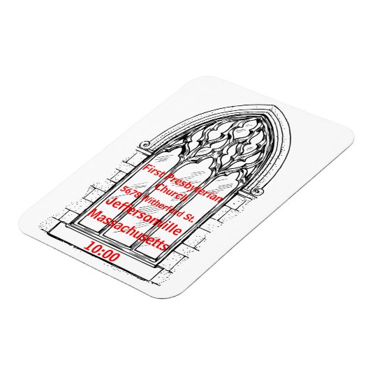 教会の窓と教会の詳細 – カスタマイズ可能 マグネット (左側)