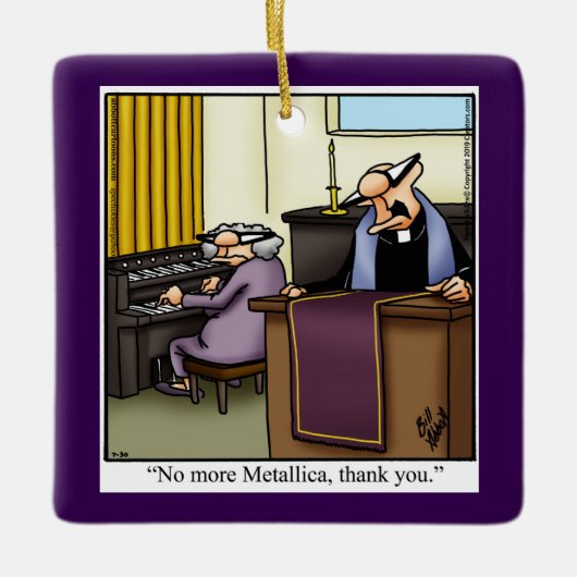 教会の笑わされるユーモアのクリスマス セラミックオーナメント (正面)