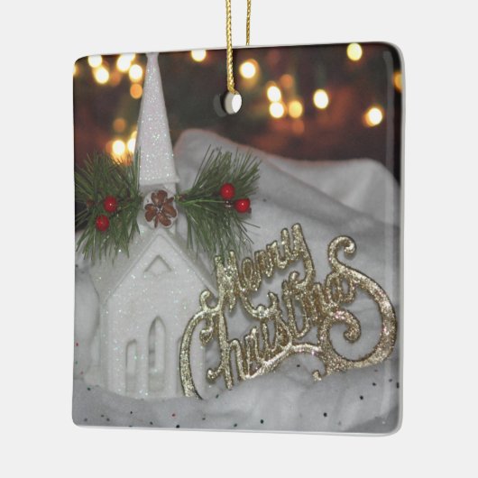 教会の素朴光メリークリスマスジェームス1:17 セラミックオーナメント (左)