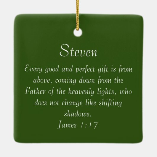 教会の素朴光メリークリスマスジェームス1:17 セラミックオーナメント (裏面)
