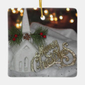 教会の素朴光メリークリスマスジェームス1:17 セラミックオーナメント (正面)