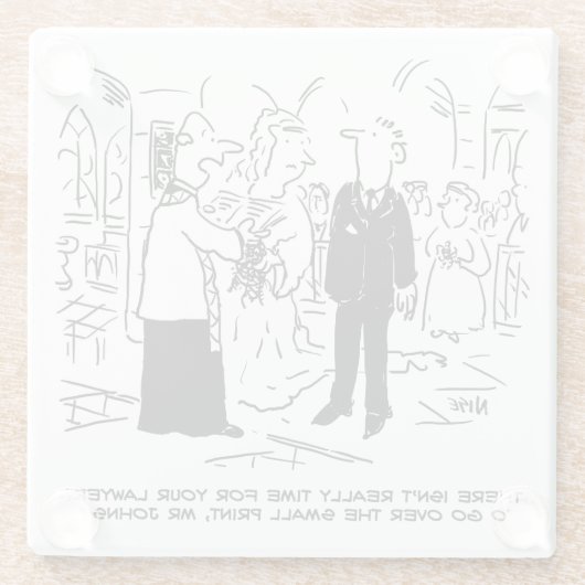 教会の結婚式で牧師が弁護士にノーと言う ガラスコースター (裏面)