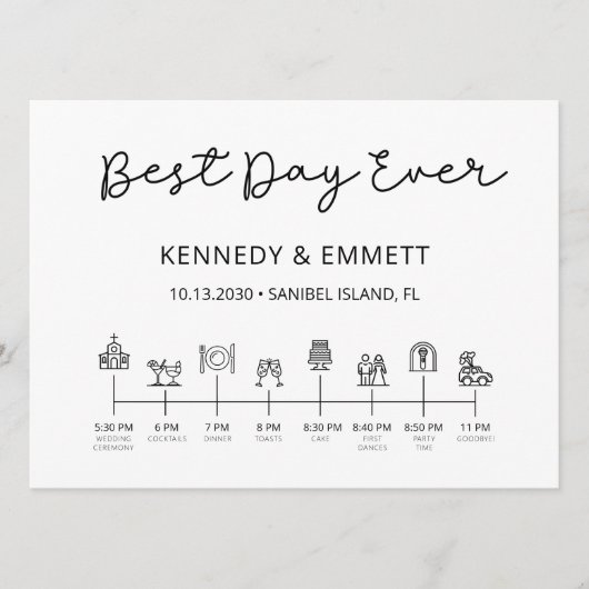 教会の結婚式の日のタイムラインプログラム プログラム (正面)