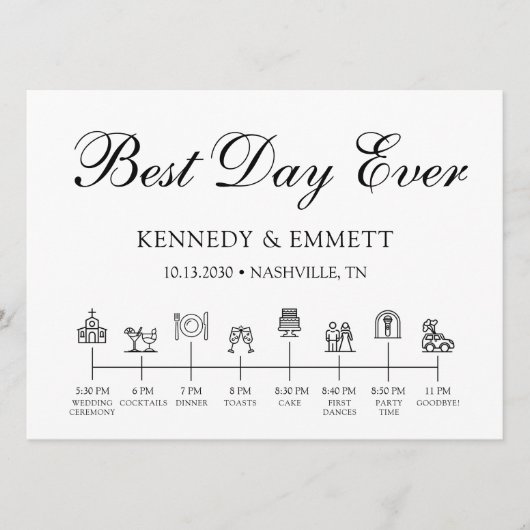 教会の結婚式の日のタイムラインプログラム プログラム (正面)