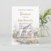 教会の背景がある洗礼 招待状 (スタンド正面)
