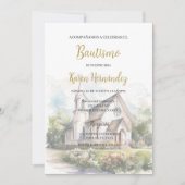 教会の背景を持つ洗礼 招待状 (正面)
