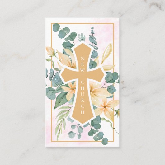 教会の花の十字架 名刺 (正面)