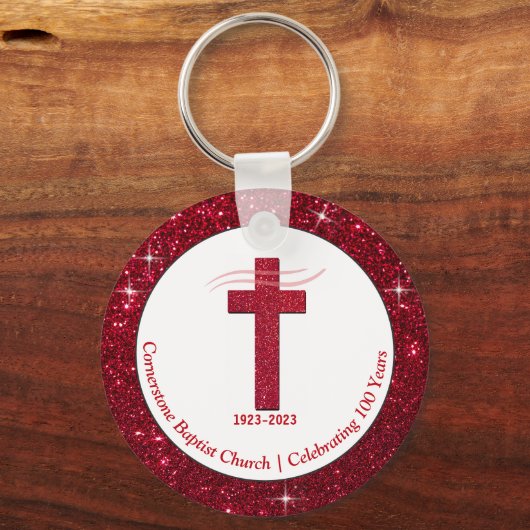 教会の記念日のお土産パーティーがブルゴーニュを応援 キーホルダー (正面)