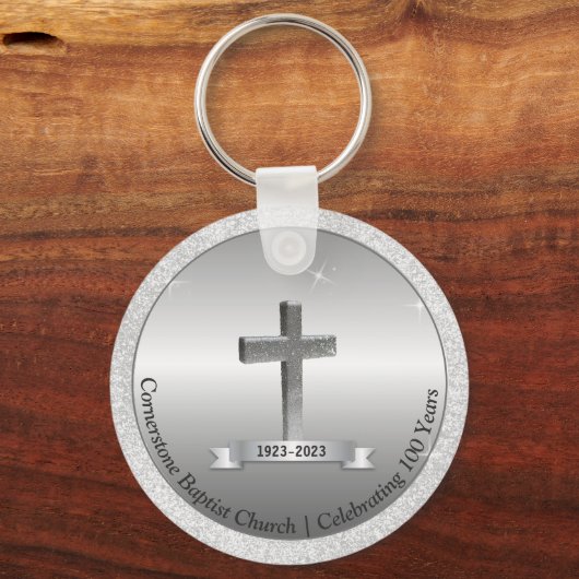 教会の記念日のお土産パーティーが銀を好む キーホルダー (裏面)