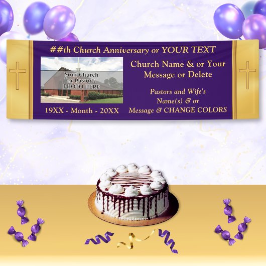 教会の記念日バナーあなたのテキスト、写真、色 横断幕