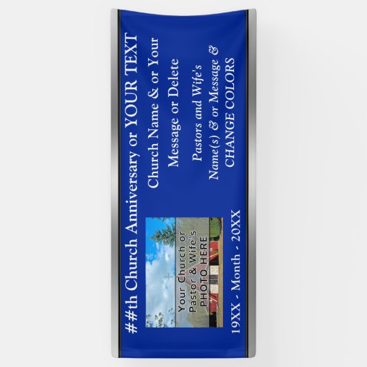 教会の記念日バナー、写真、文字、色 横断幕 (縦)