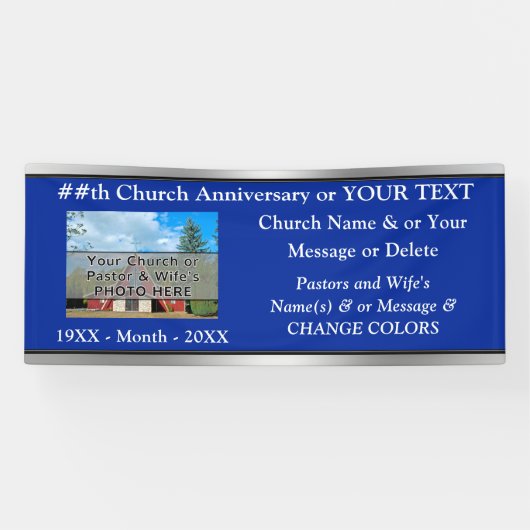 教会の記念日バナー、写真、文字、色 横断幕 (横)