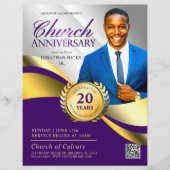 教会の記念日パストラルサービスパープル&金ゴールド チラシ (正面)