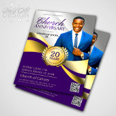 教会の記念日パストラルサービスパープル&金ゴールド チラシ