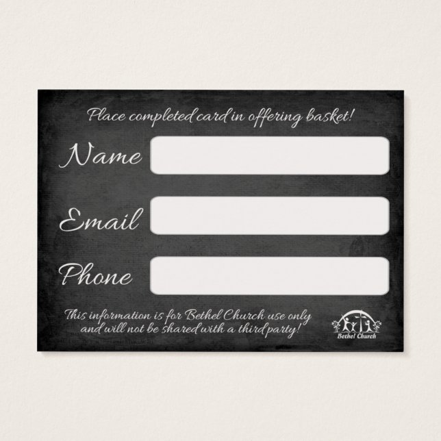 教会の訪問者またはつながり (裏面)