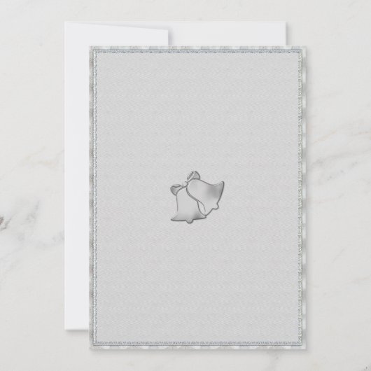 教会の鐘はシルバー淡い色のとグレ結婚イの 招待状 (裏面)