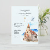 教会の鐘楼 牧師 奉献 招待状 (スタンド正面)